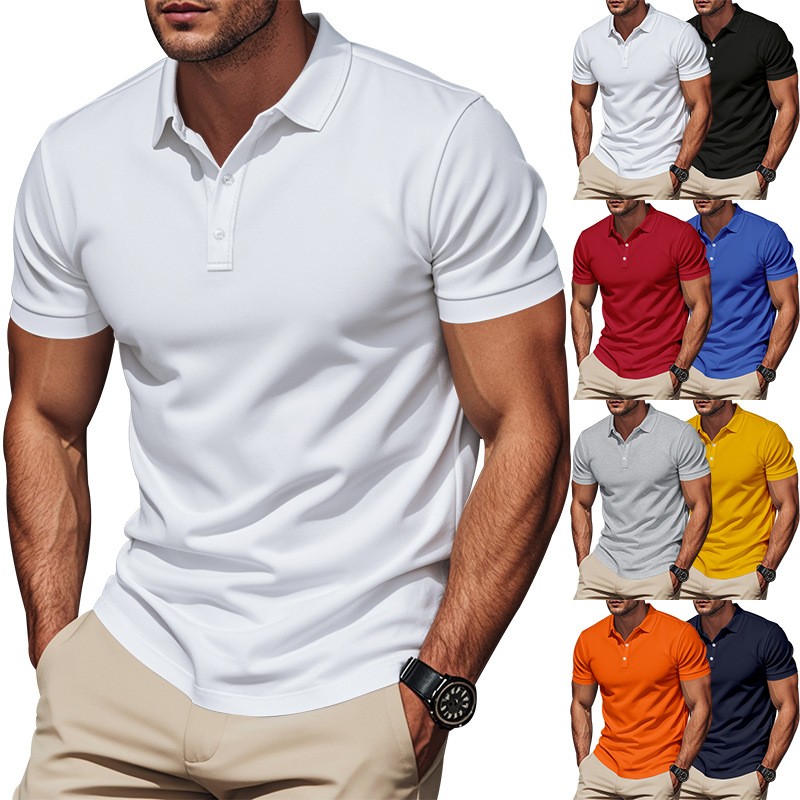 Polo Shirt Pique - قميص كاجوال ضيق بأكمام قصيرة أبيض