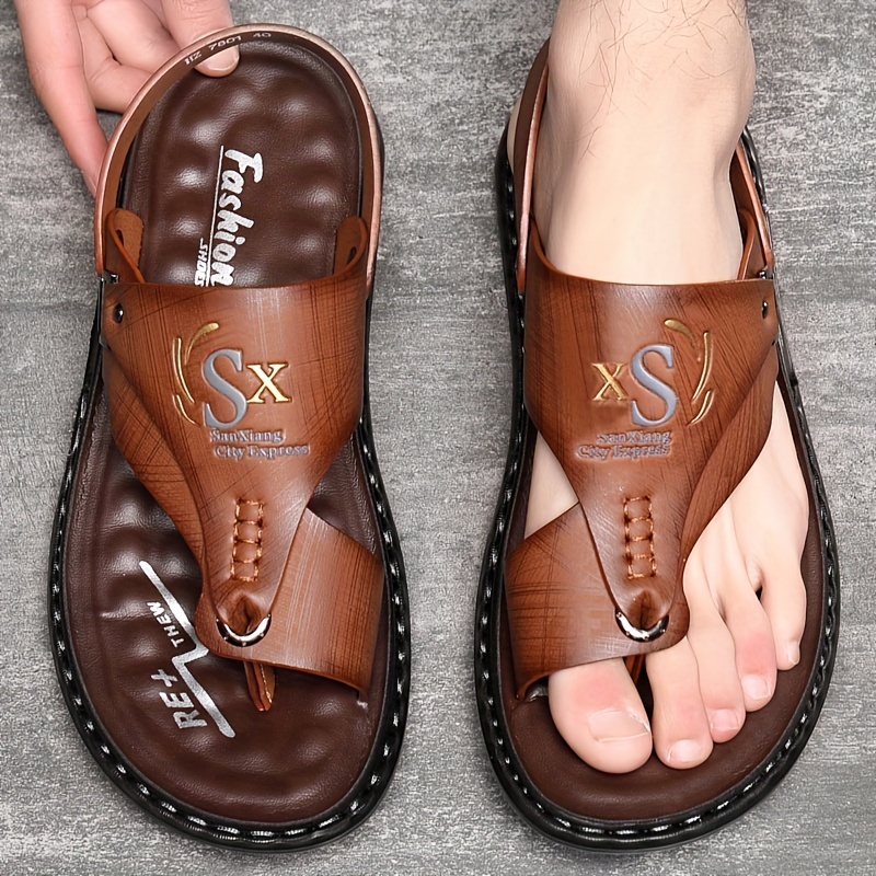 Flip Flop Leather Men - صنادل جلدية للرجال، أحذية شاطئية صيفية
