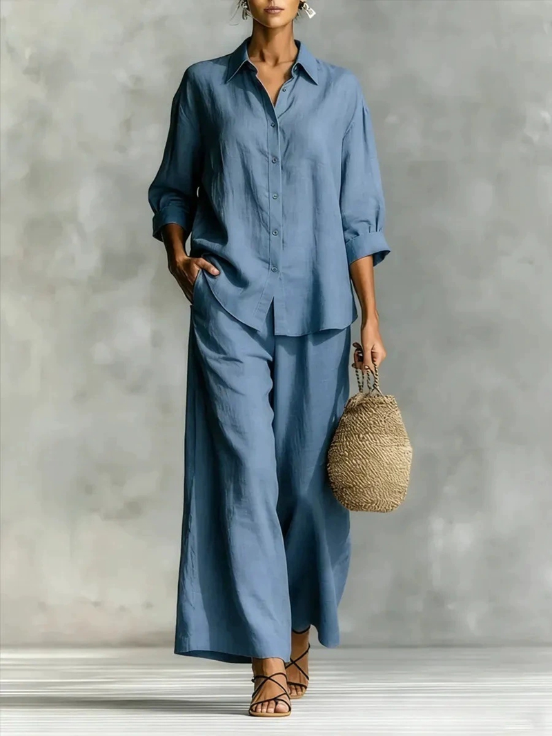 Linen Shirt Breathable - طقم نسائي جديد مكون من قميص