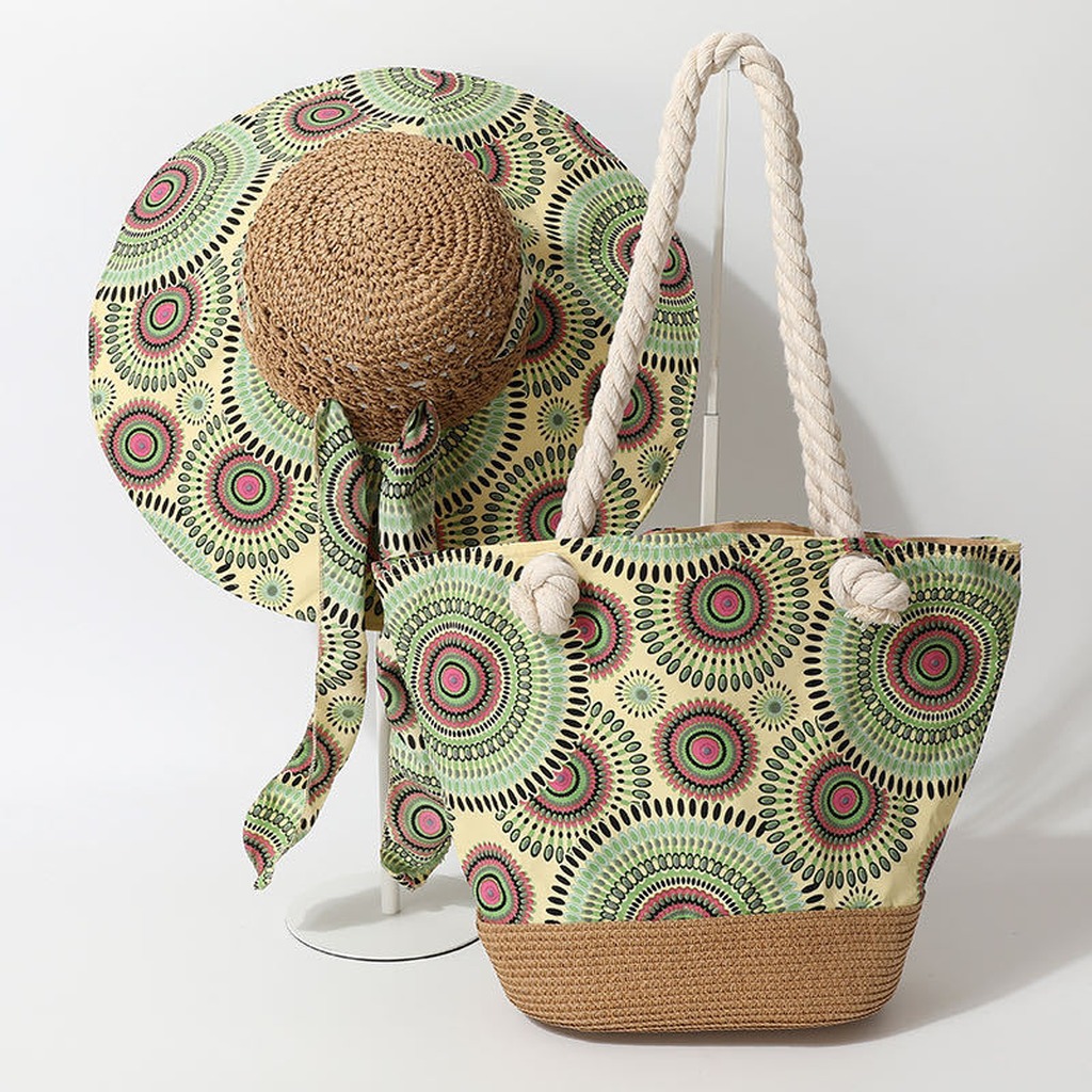 طقم قبعة شمسية من القش على طرا - مراجعة Bucket Hat Straw وسعره